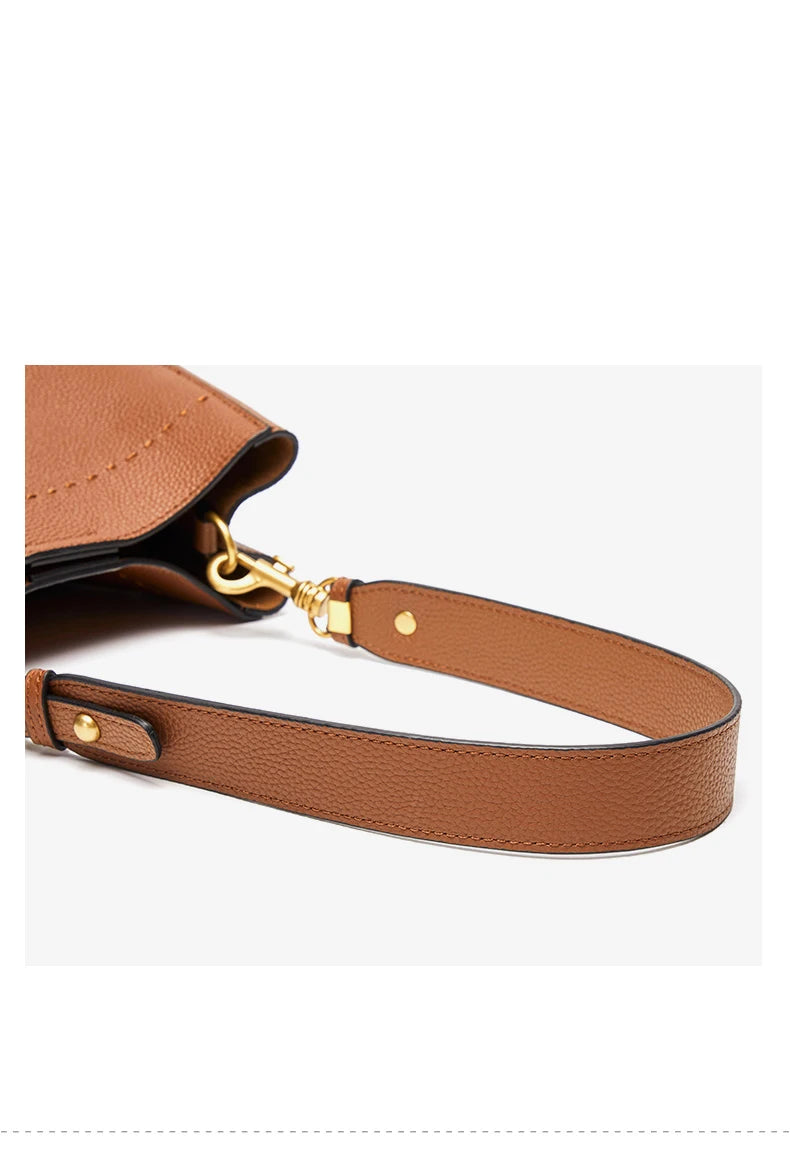 New Genuine Leather Casual Shopper Shoulder Bag Commuter Large Bucket Handbag Simple High Quality