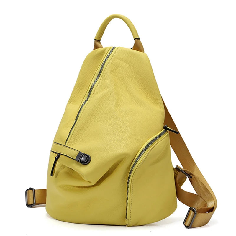 Women's Classic Black Small Leather Backpack Handmade Anti-theft Designer