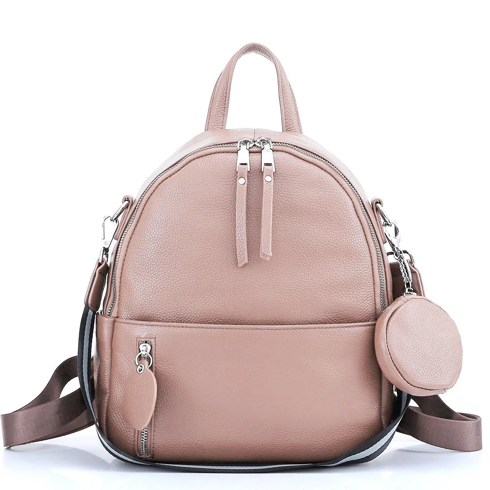 Soft Cowhide Leather Backpack  New Classic Fashion Design Rucksack Simple Casual