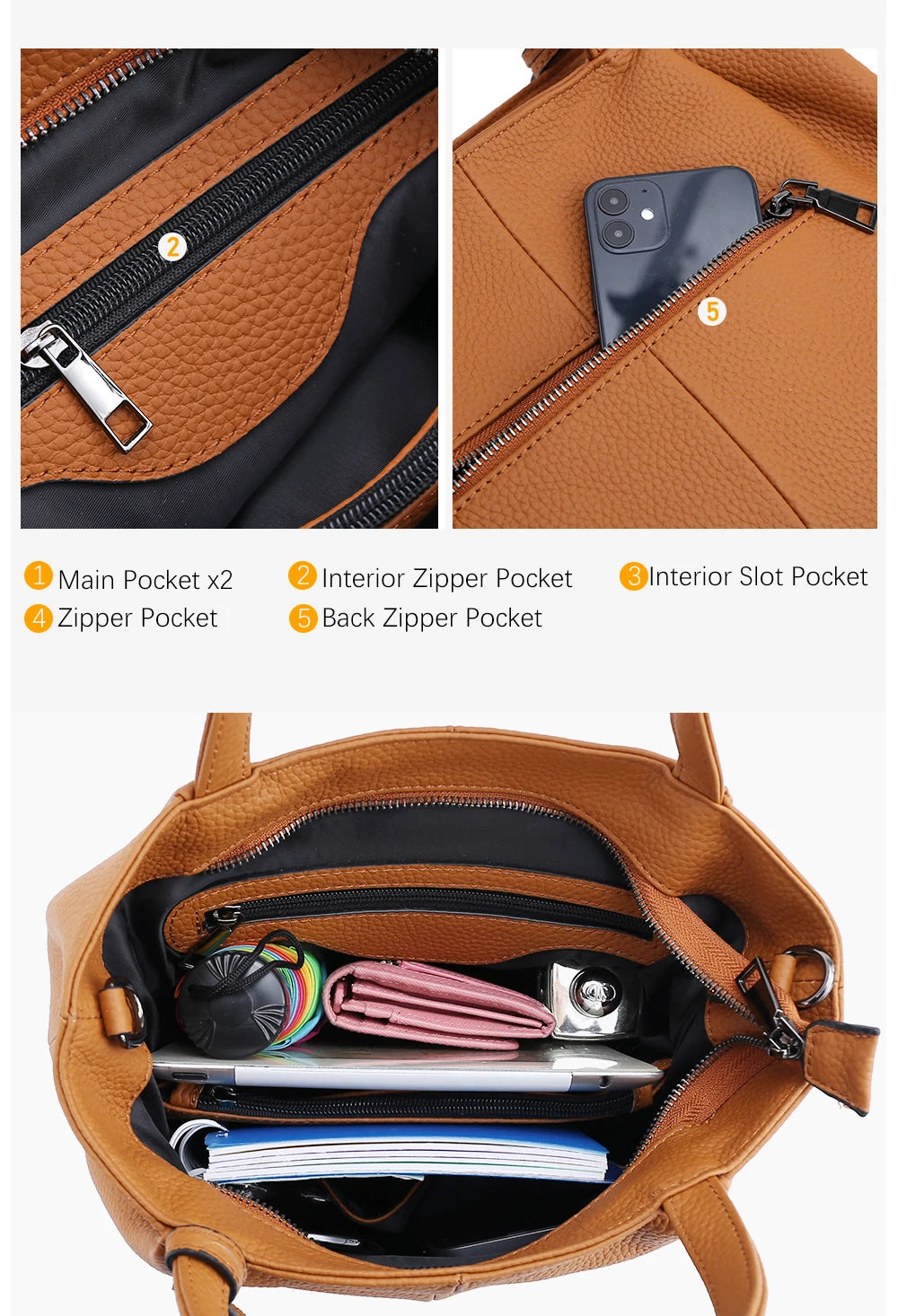Soft Genuine Leather Handbag Women's Shoulder Bag Fashion Casual Design Shopper Crossbody