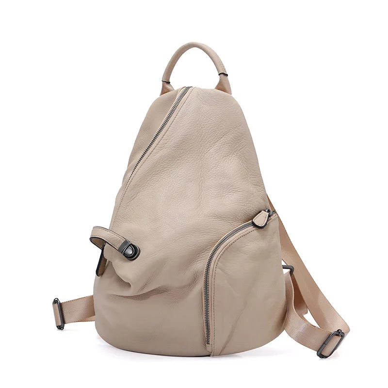 Women's Classic Black Small Leather Backpack Handmade Anti-theft Designer