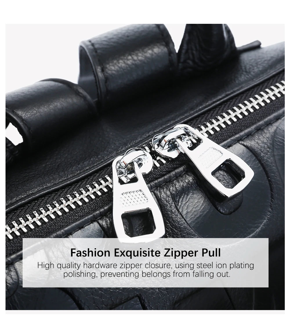 Women's Genuine Leather Backpack Top Quality Silver Hardware Unique Letter Shoulder