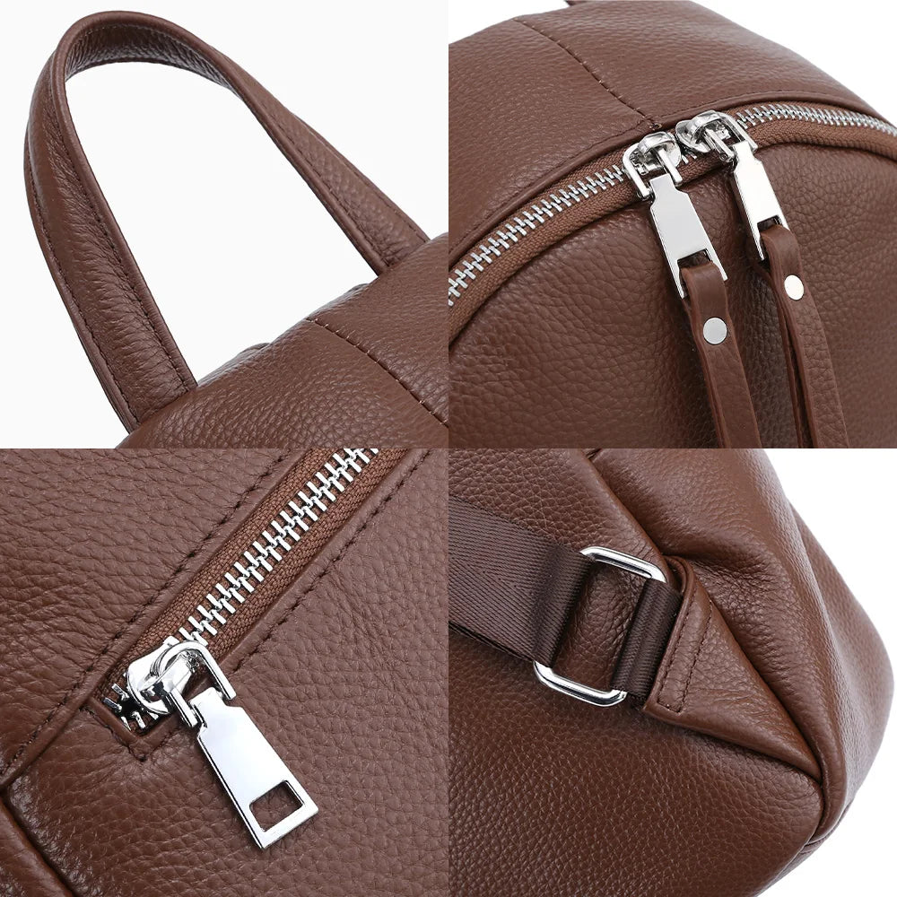 Soft Cowhide Leather Backpack  New Classic Fashion Design Rucksack Simple Casual