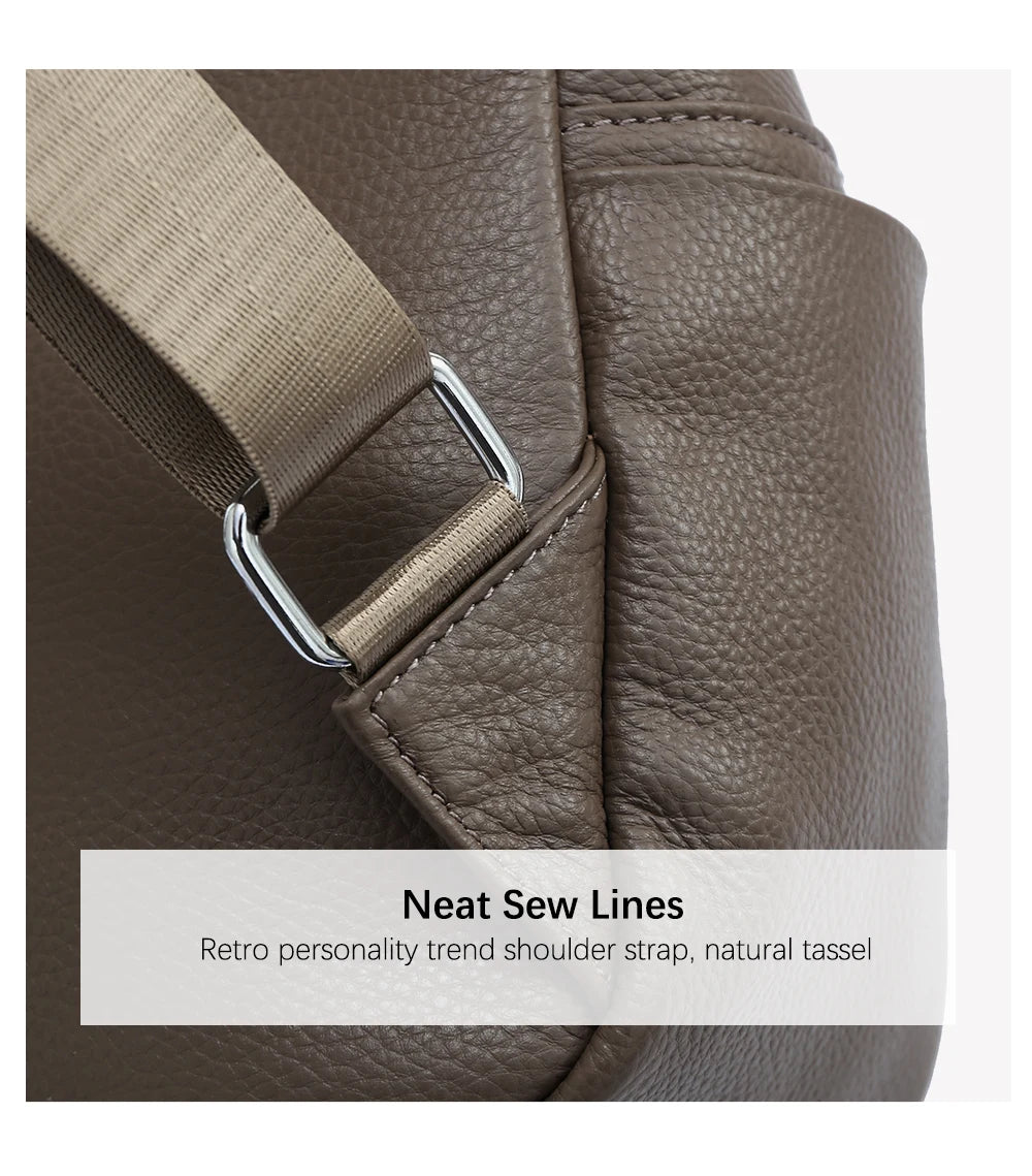 Genuine Leather Backpack For Women Fashion Alligator Rivet Simple