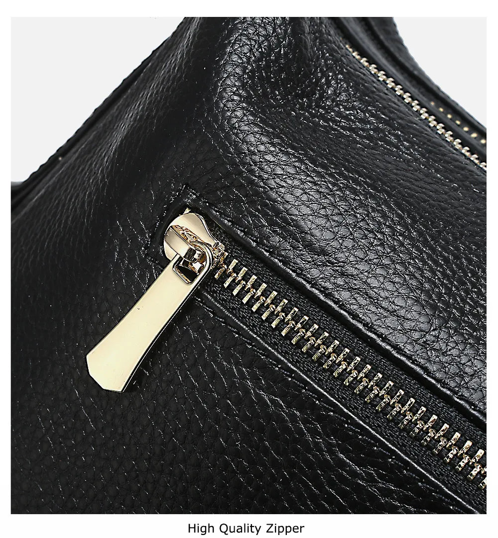 100% Genuine Leather Fashion Women Shoulder Bag With Tassel High Quality Hobos Elegant