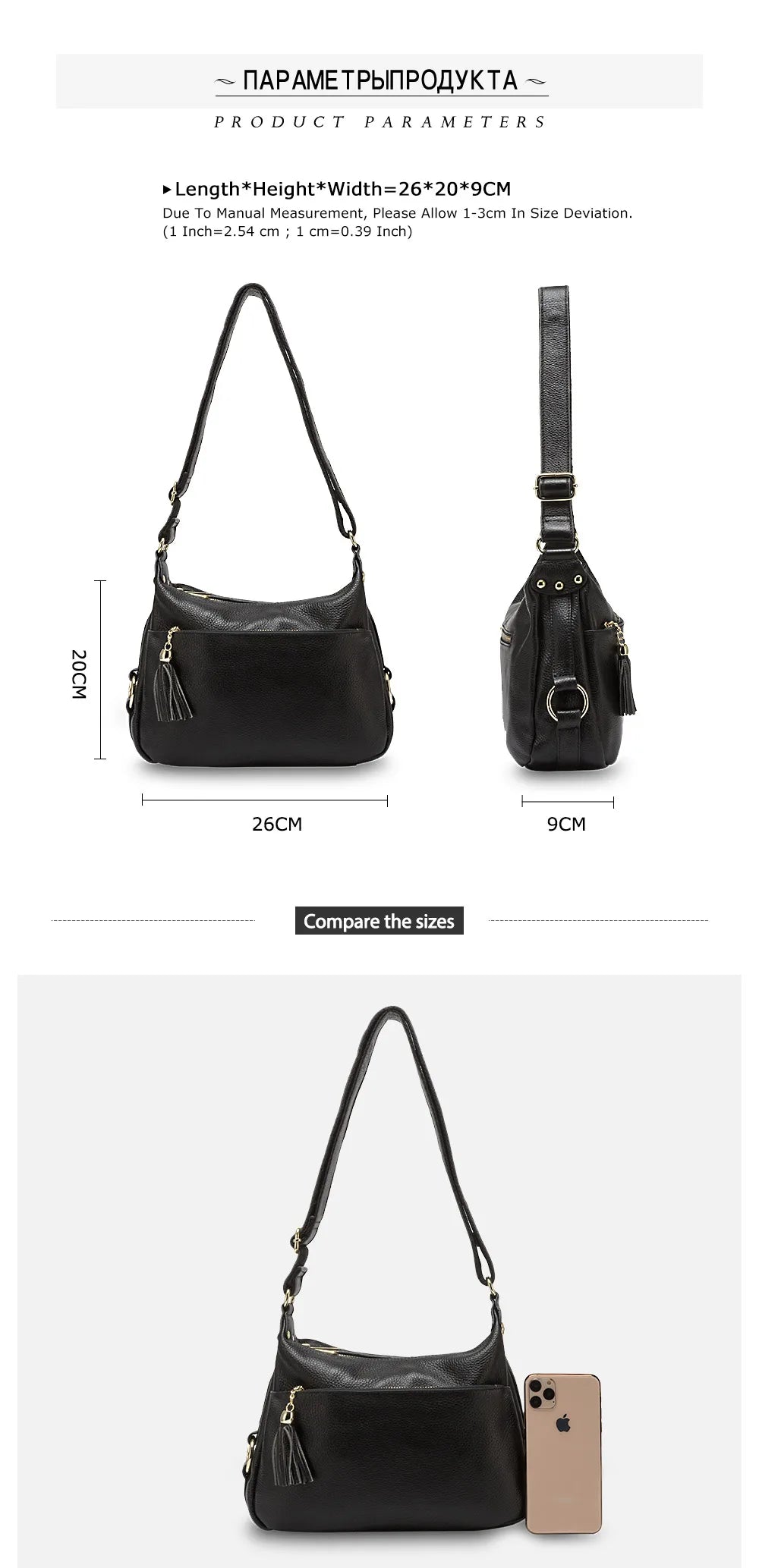 100% Genuine Leather Fashion Women Shoulder Bag With Tassel High Quality Hobos Elegant