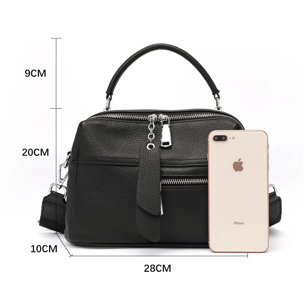 Genuine Leather Handbag Female High Quality Box Bag Classic Fashion Vintage