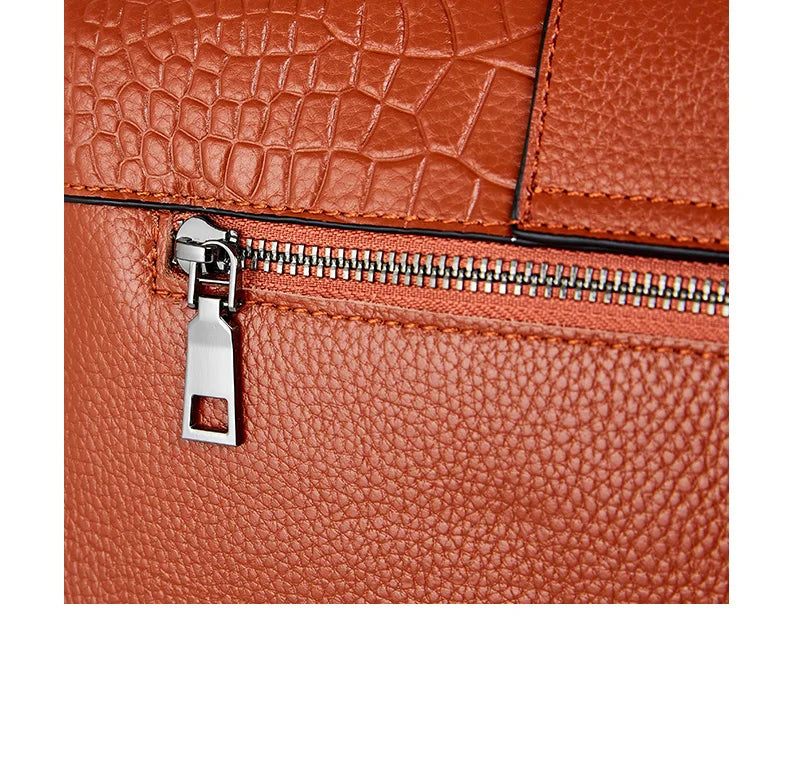 New Genuine Leather Tote Bag For Women Spring Classic Vintage Shoulder Handbag