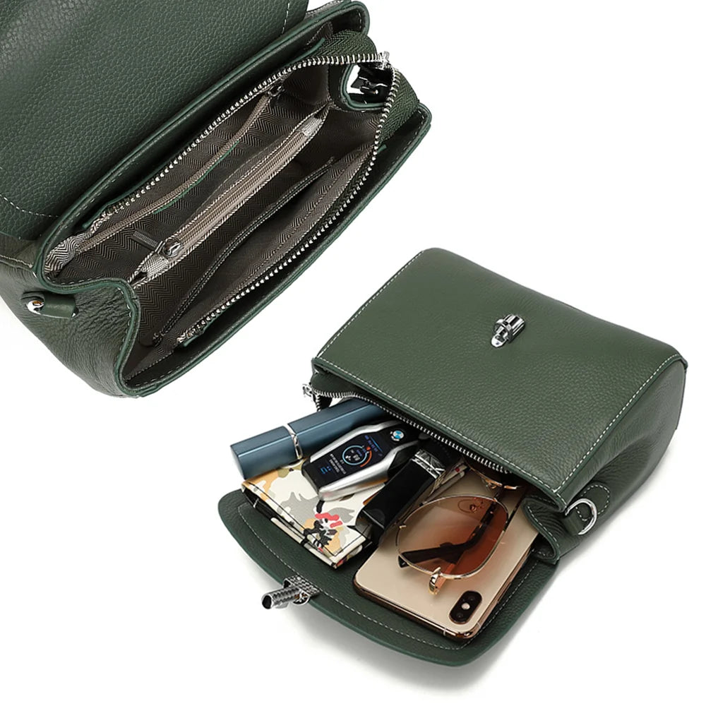 New Genuine Leather Bags Female Fashion Vintage Alligator Crossbody Handbag Small Luxury