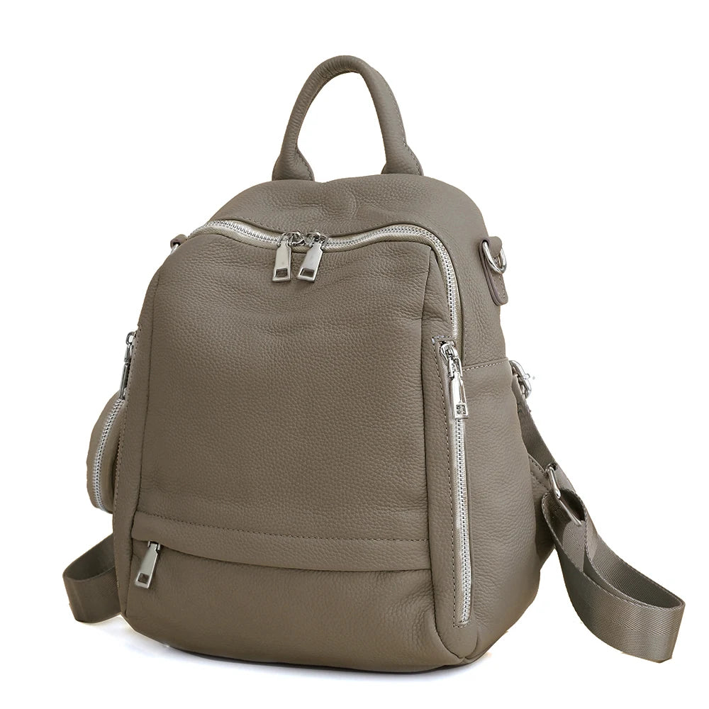 Women's Genuine Leather Backpack High-Quality Bag Travel Female