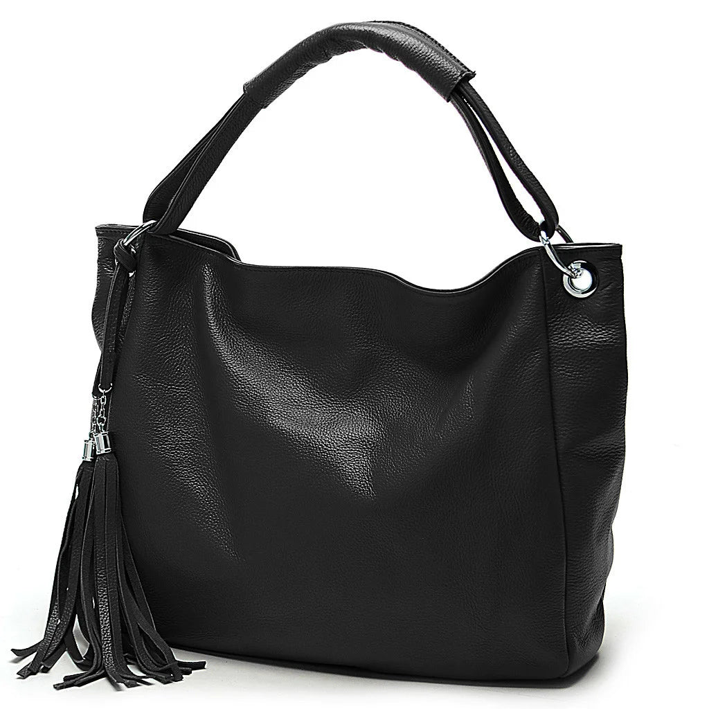 Bag 100% Soft Genuine Leather Tassel Women's Handbag Shoulder Satchel Crossbody Purse