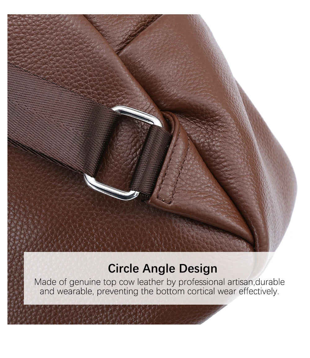 Soft Cowhide Leather Backpack  New Classic Fashion Design Rucksack Simple Casual