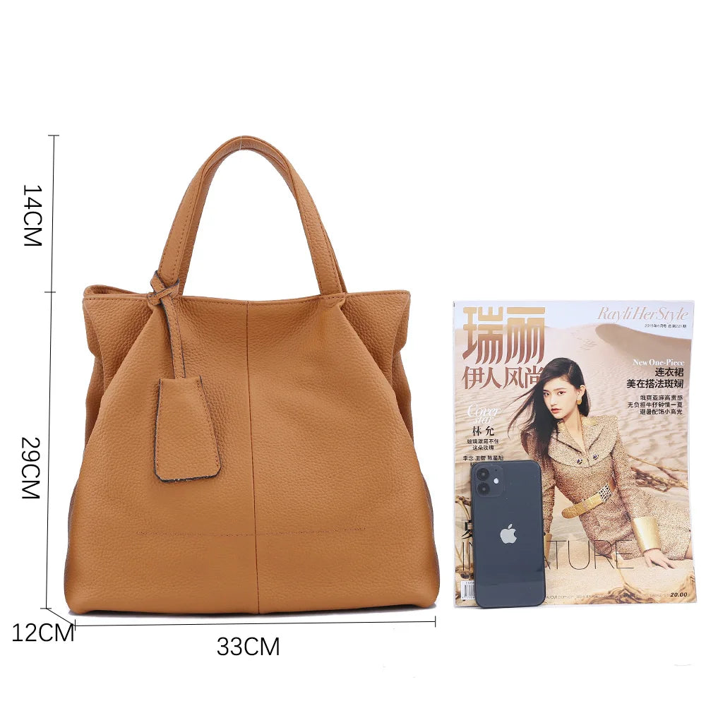 Soft Genuine Leather Handbag Fashion Elagant Ladies Shoulder Bag Large Capacity Women