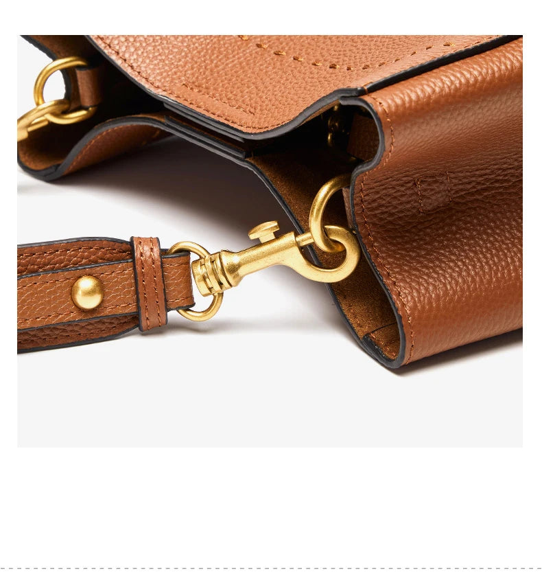 New Genuine Leather Casual Shopper Shoulder Bag Commuter Large Bucket Handbag Simple High Quality
