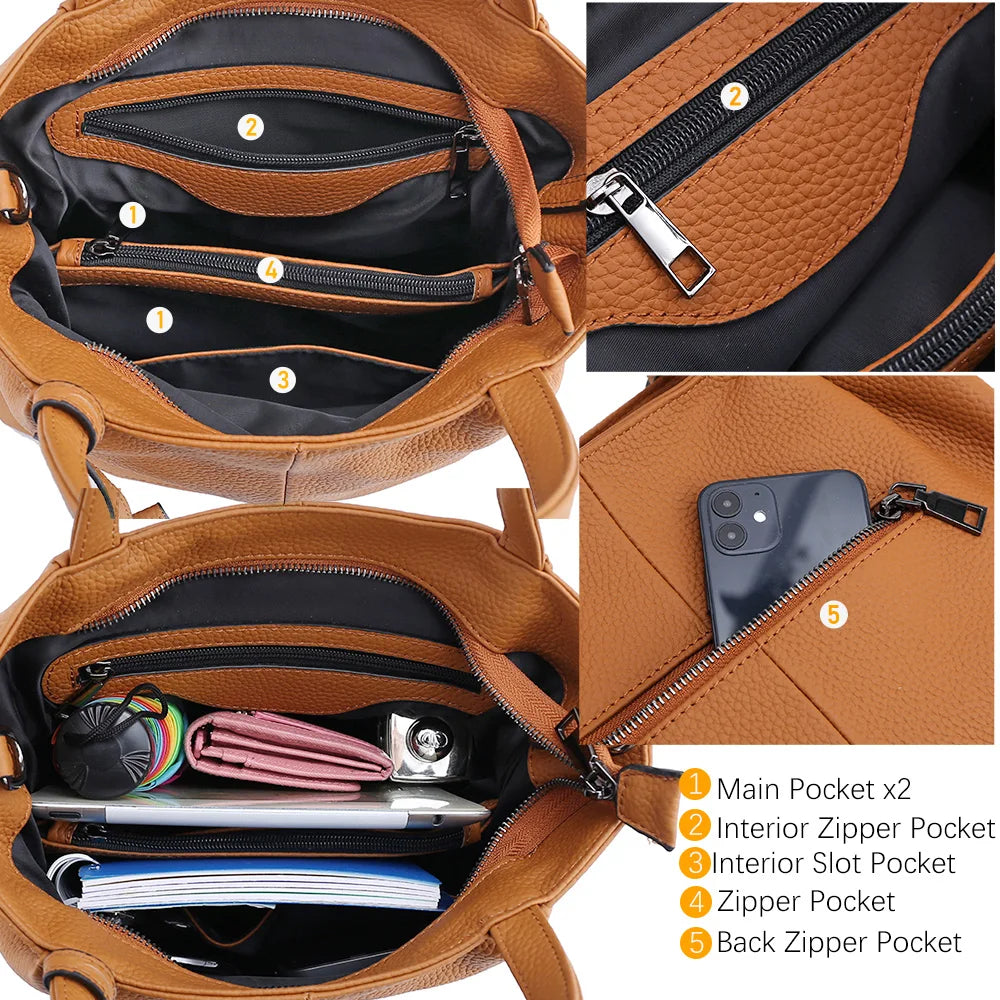Soft Genuine Leather Handbag Women's Shoulder Bag Fashion Casual Design Shopper Crossbody