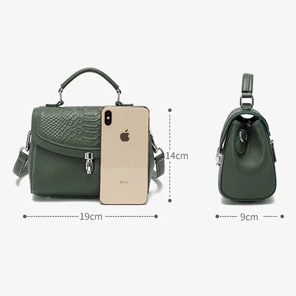 New Genuine Leather Bags Female Fashion Vintage Alligator Crossbody Handbag Small Luxury