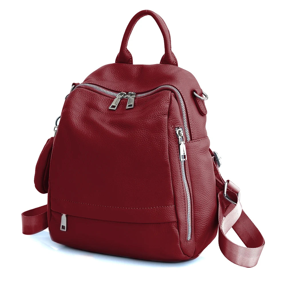Women's Genuine Leather Backpack High-Quality Bag Travel Female
