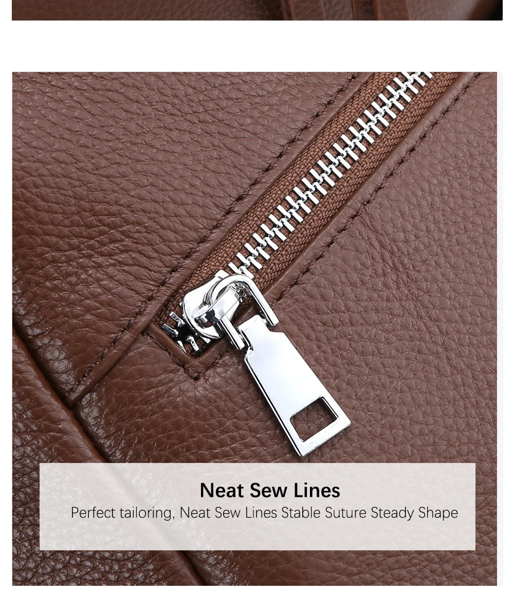 Soft Cowhide Leather Backpack  New Classic Fashion Design Rucksack Simple Casual