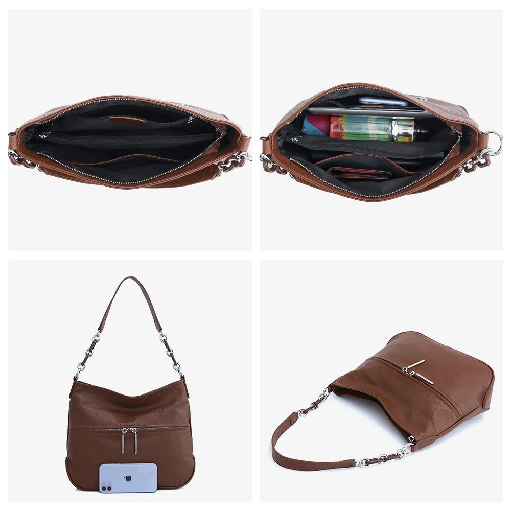 Women's shoulder bag made of genuine leather