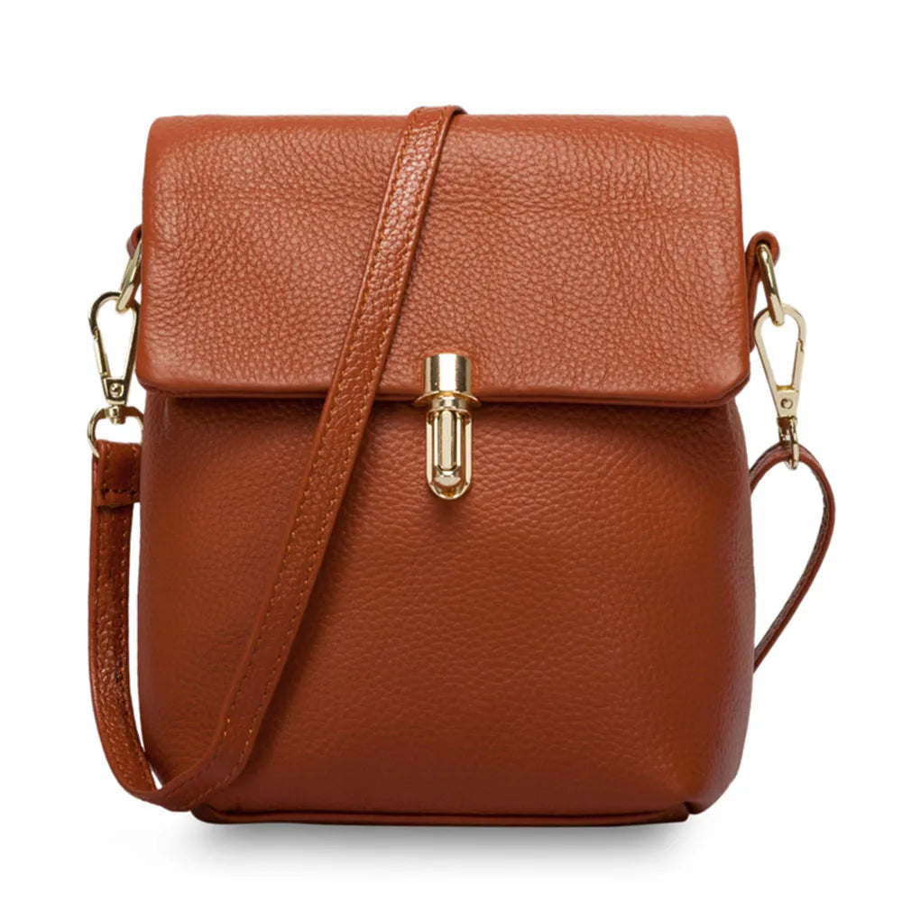 100% Genuine Leather Fashion Women Messenger Bag Practical Phone Purse