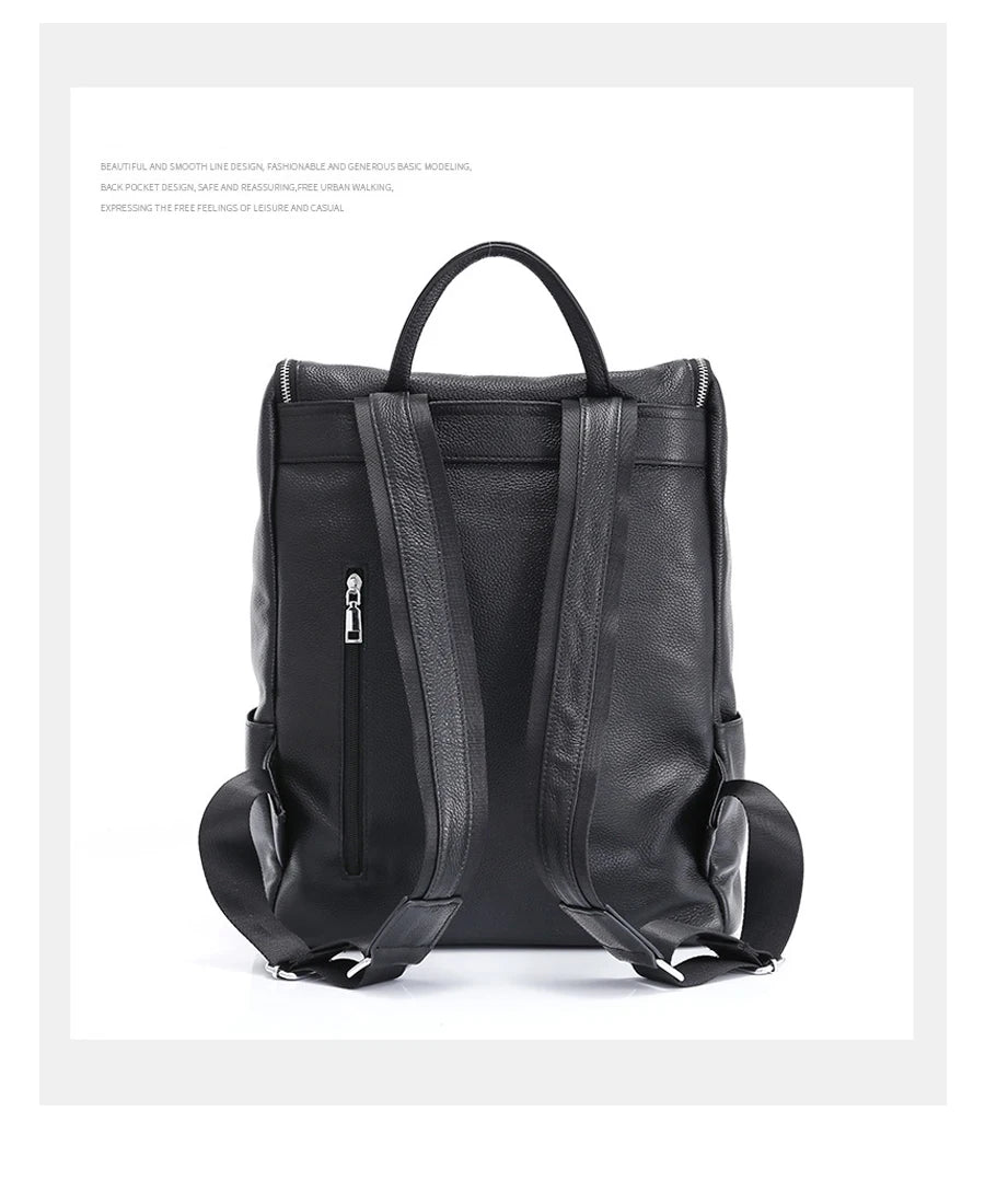Unisex Backpack 100% Genuine Leather Large Capacity Travel Outdoor Bag Classic