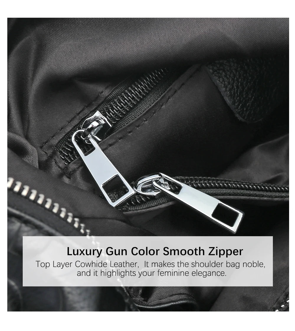 Women's Genuine Leather Backpack Top Quality Silver Hardware Unique Letter Shoulder