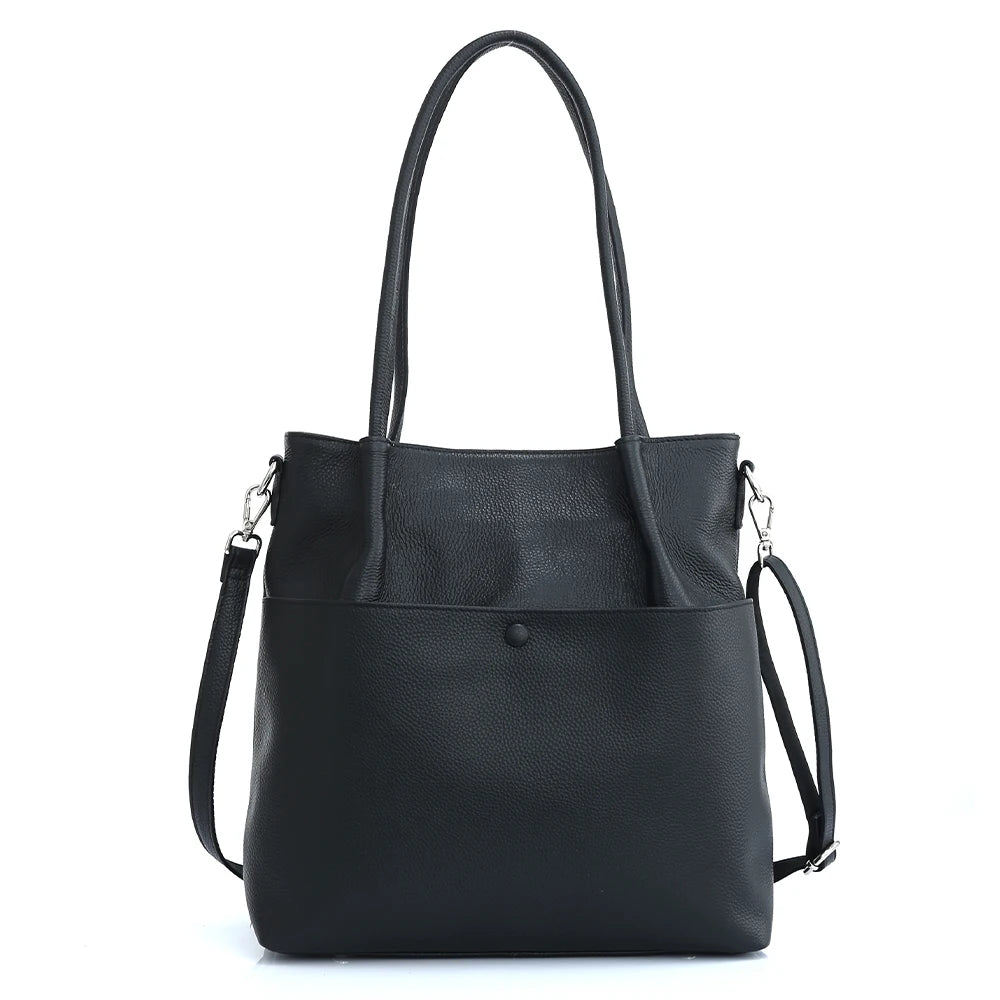 Genuine Leather New Simple Bucket Shoulder Bag Large Capacity Shopper Women Luxury