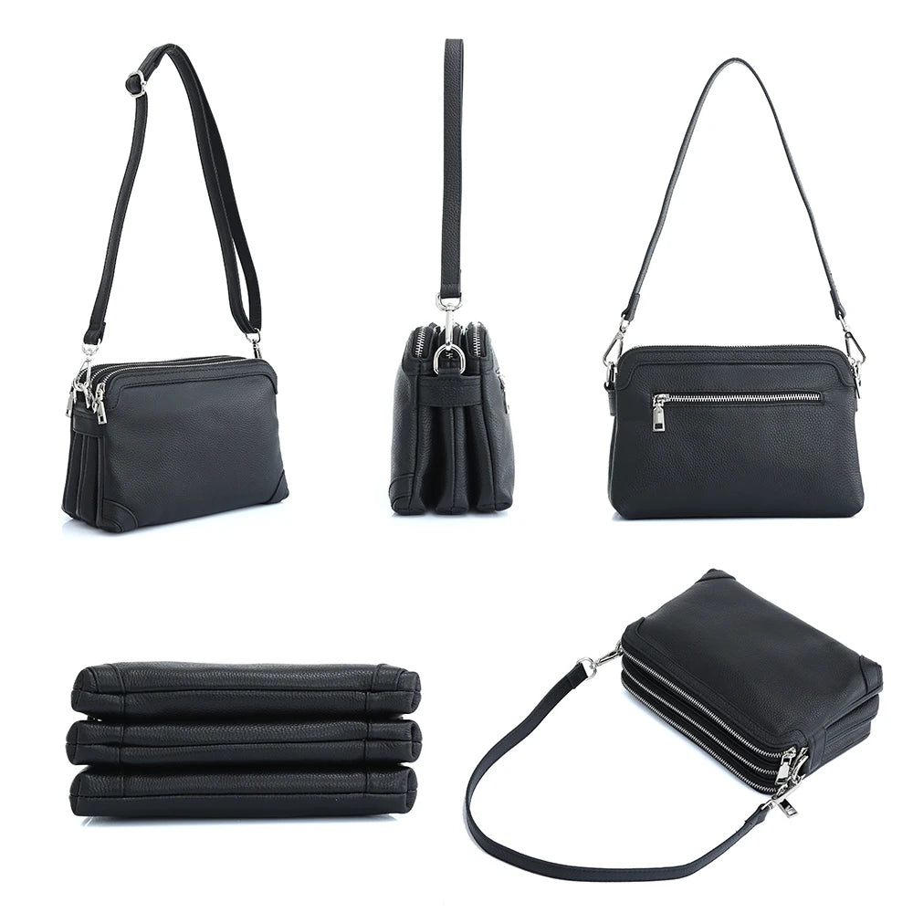Genuine Leather Winter Women's Shoulder Bag Simple Small Vintage Handbag Commuter