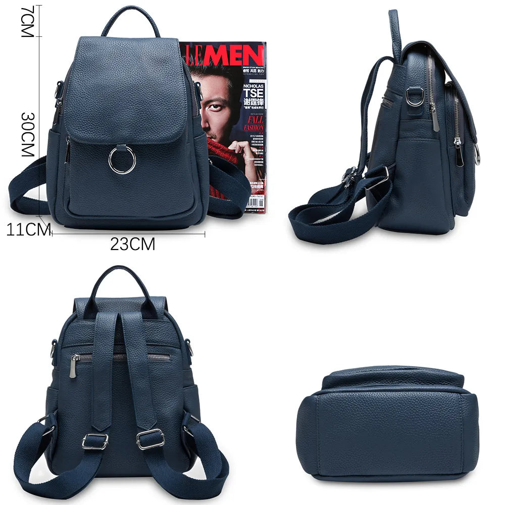 New Fashion Women Backpack 100% Genuine Leather Daily Casual