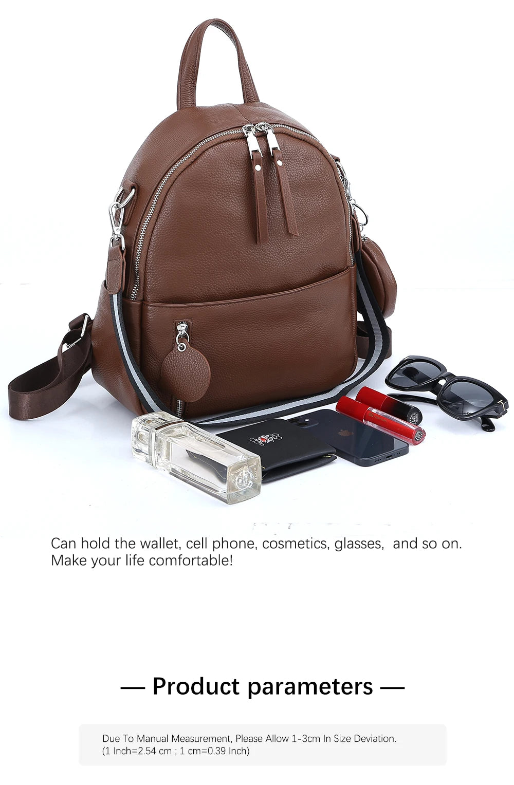 Soft Cowhide Leather Backpack  New Classic Fashion Design Rucksack Simple Casual