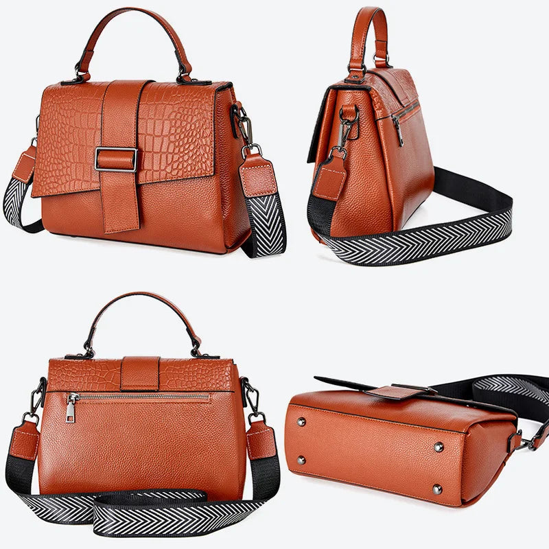 New Genuine Leather Tote Bag For Women Spring Classic Vintage Shoulder Handbag