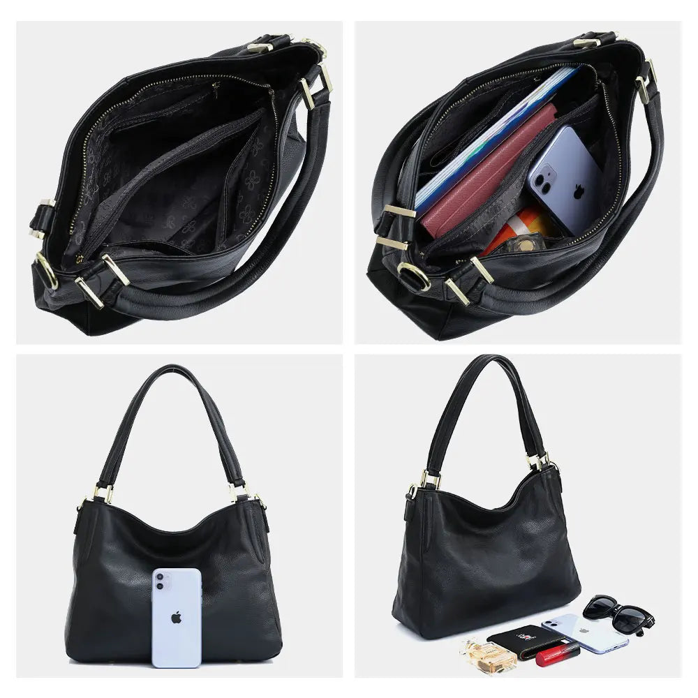 Genuine Leather Handbag Female Classic Simple Casual Tote Bag Retro High Quality
