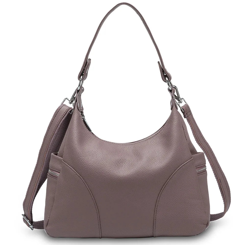 100% Genuine Leather Fashion Women Shoulder Bags High Quality Hobos Elegant Lady