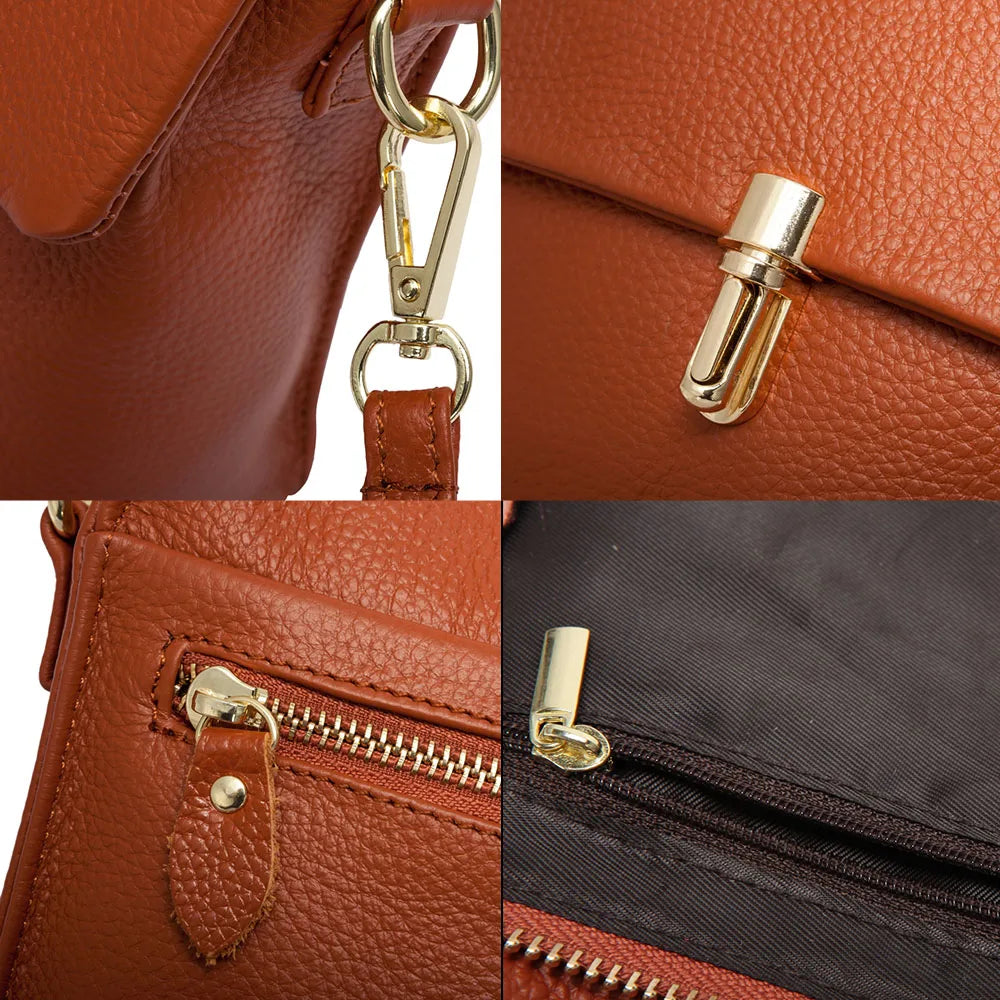 100% Genuine Leather Fashion Women Messenger Bag Practical Phone Purse