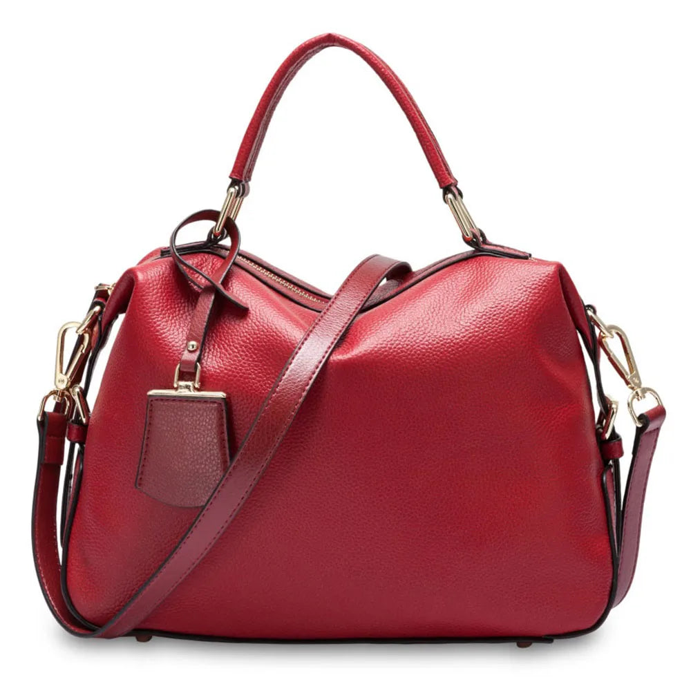 Fashion 100% Genuine Leather Women's Tote Bag Boston Charm Crossbody Messenger Handbag Luxury