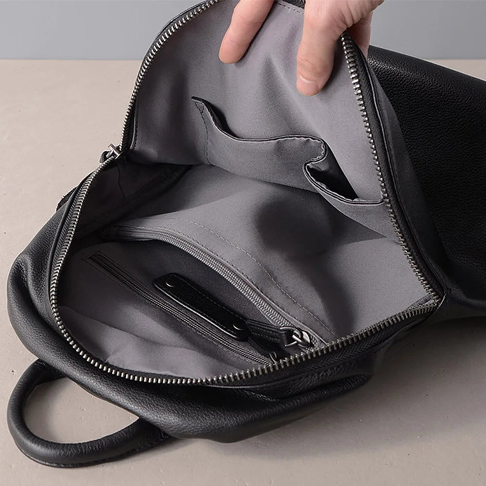 100% Genuine Leather Women Backpack Vintage Solid Large