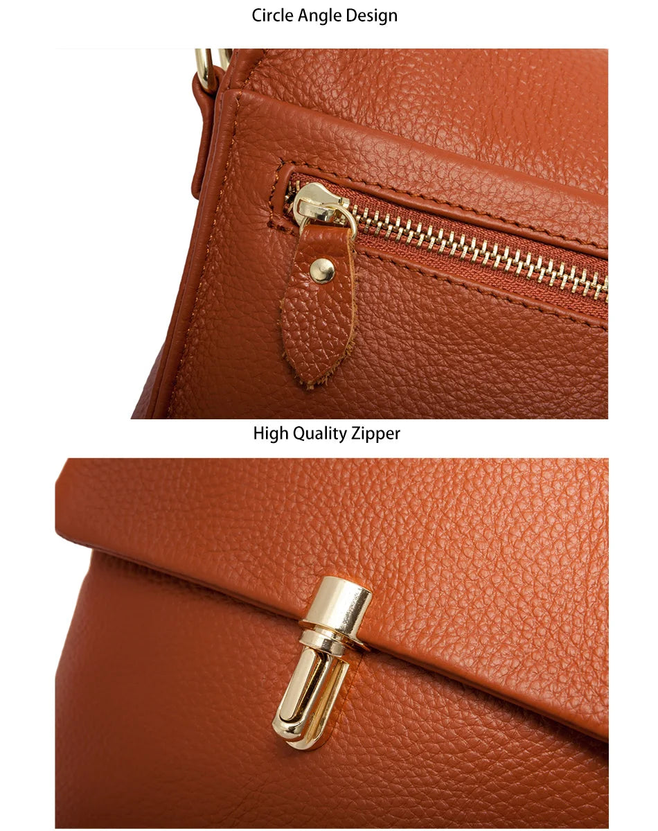 100% Genuine Leather Fashion Women Messenger Bag Practical Phone Purse