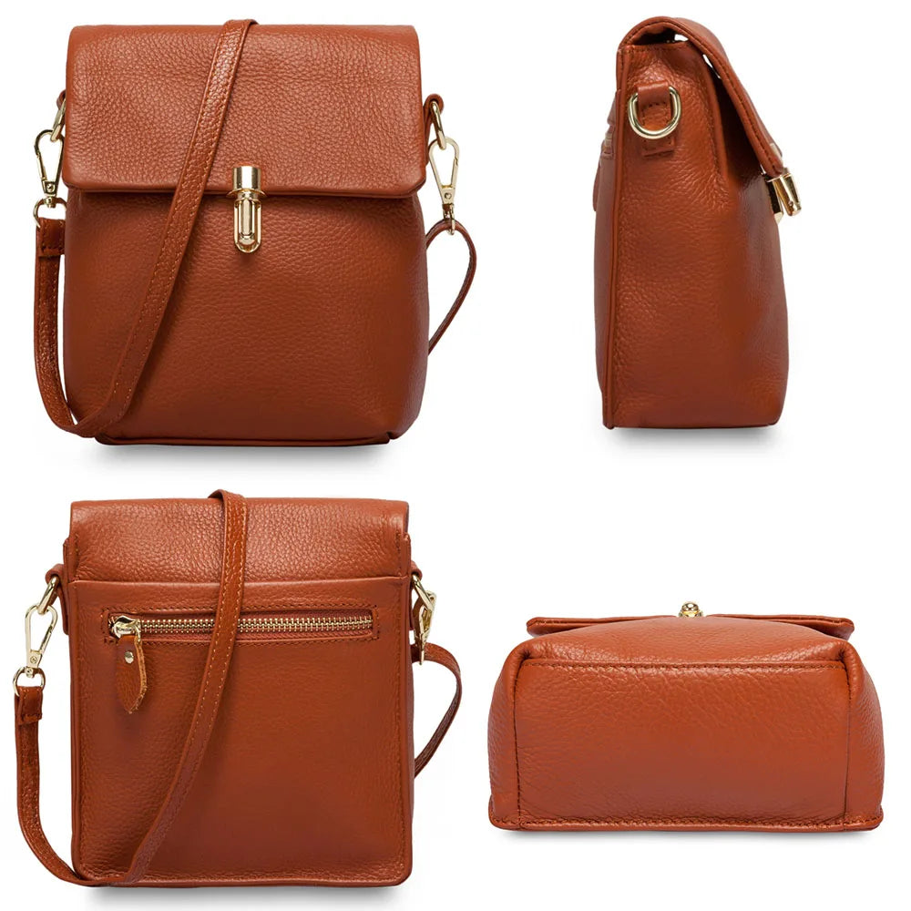 100% Genuine Leather Fashion Women Messenger Bag Practical Phone Purse