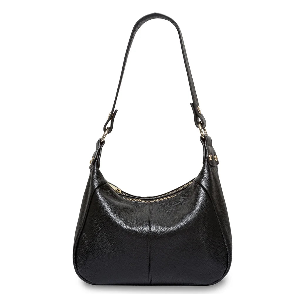 100% Genuine Leather Classic Black Women Shoulder Bag Fashion Crossbody Messenger Purse