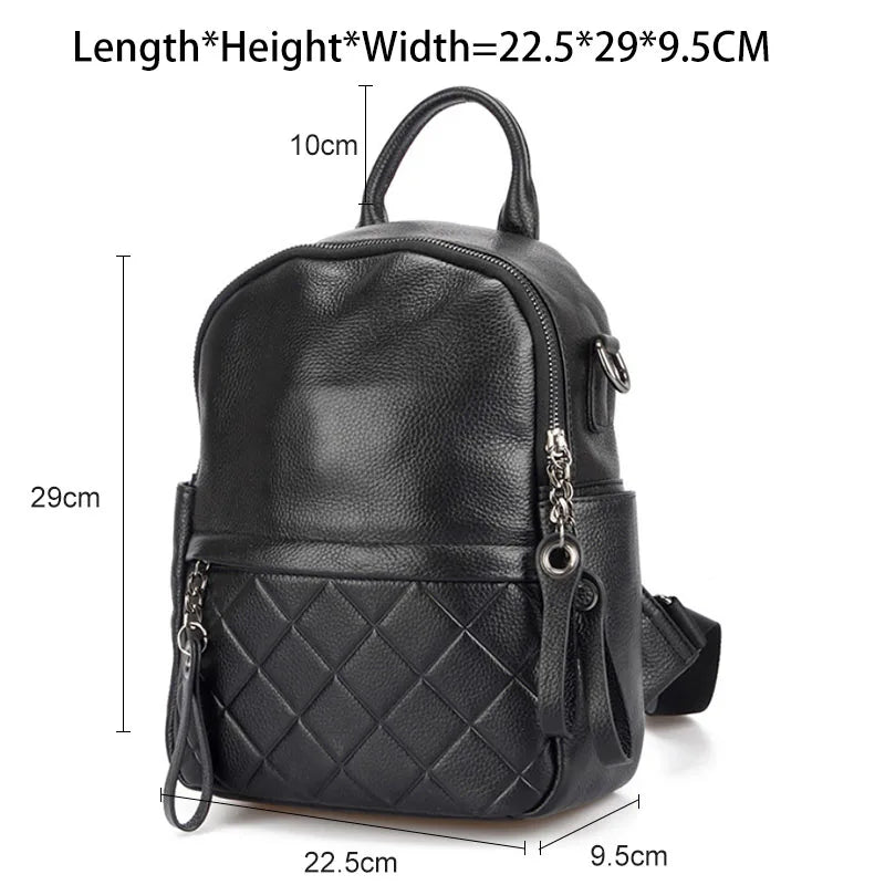 100% Genuine Leather Fashion Women Backpack Knapsack Casual