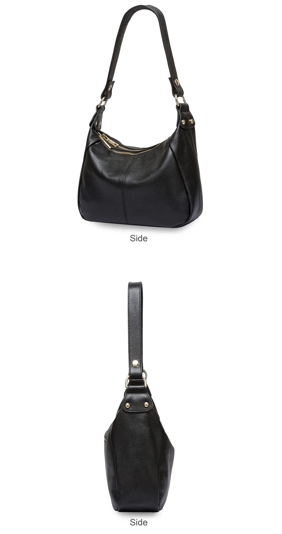 100% Genuine Leather Classic Black Women Shoulder Bag Fashion Crossbody Messenger Purse