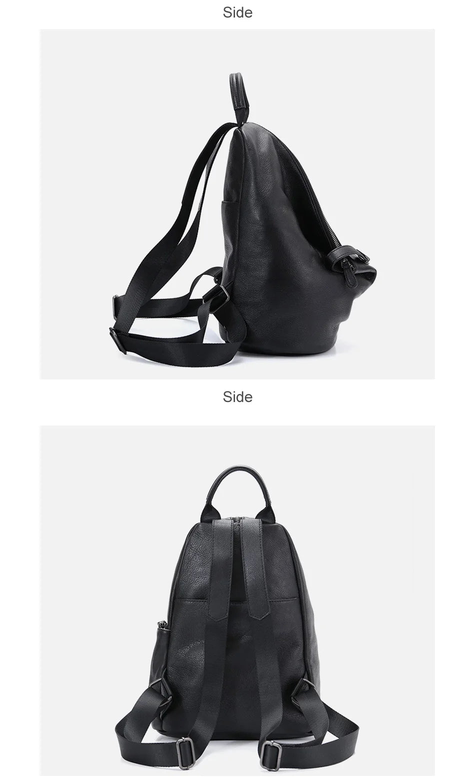 Women's Classic Black Small Leather Backpack Handmade Anti-theft Designer