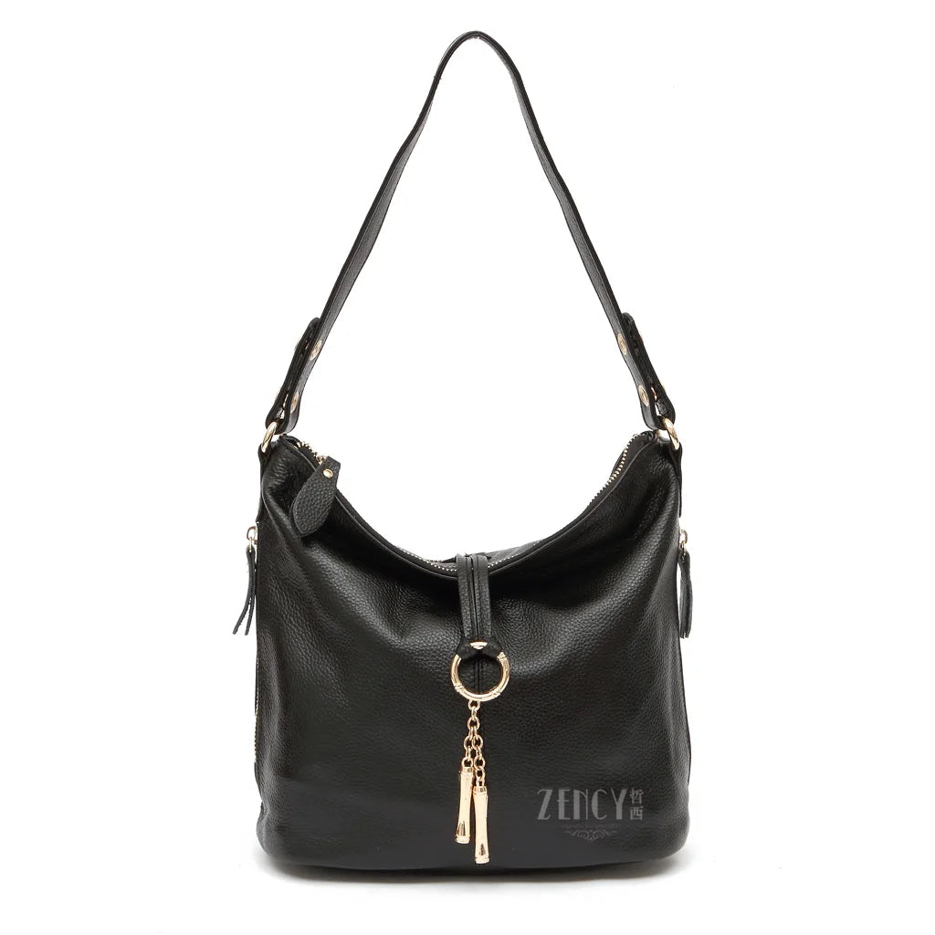 New Fashion Women Shoulder Bag Metal Tassel 100% Genuine Leather