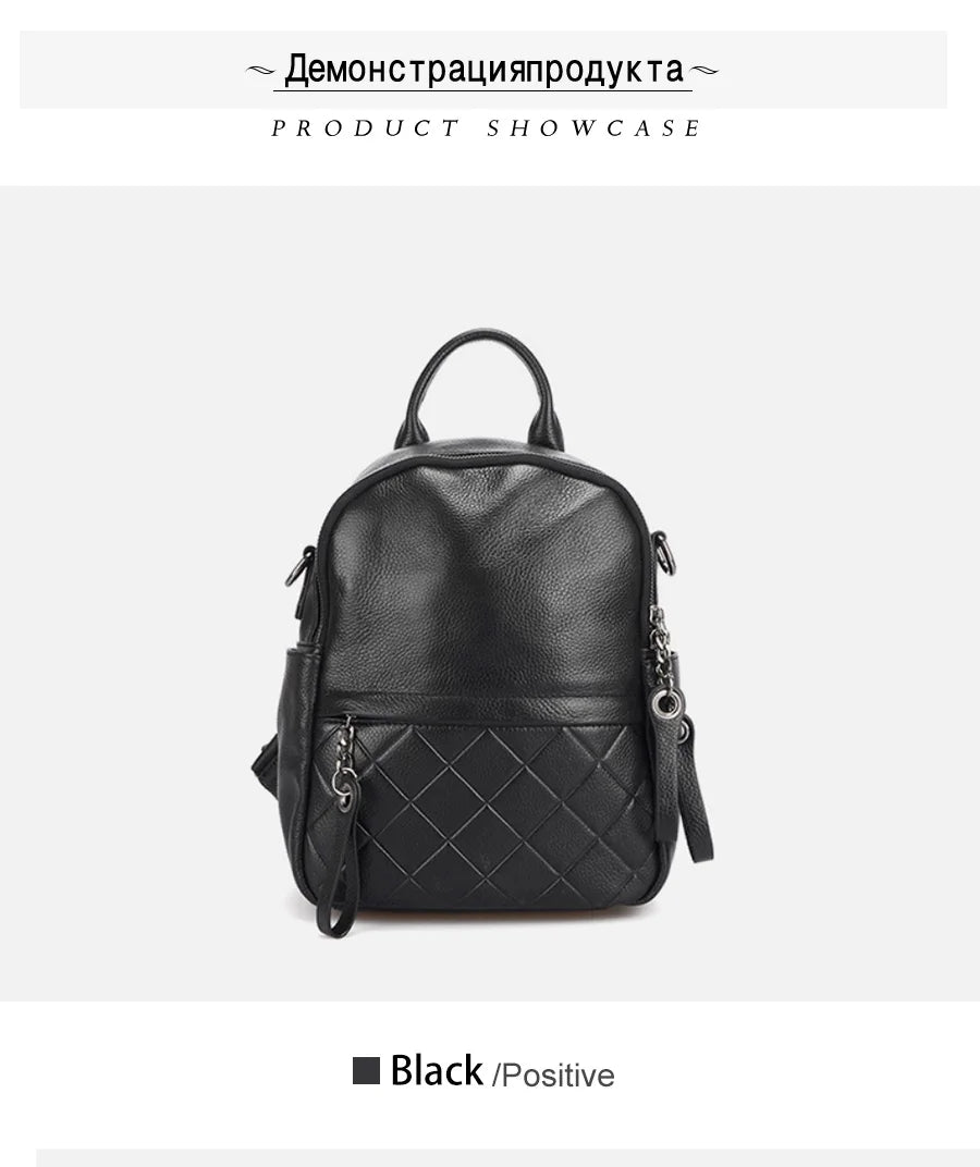 100% Genuine Leather Fashion Women Backpack Knapsack Casual