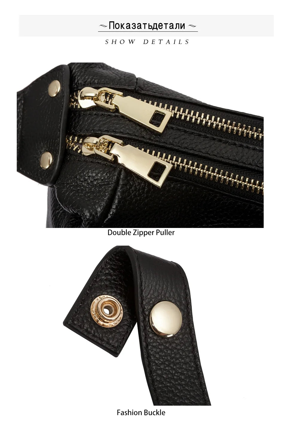100% Genuine Leather Classic Black Women Shoulder Bag Fashion Crossbody Messenger Purse