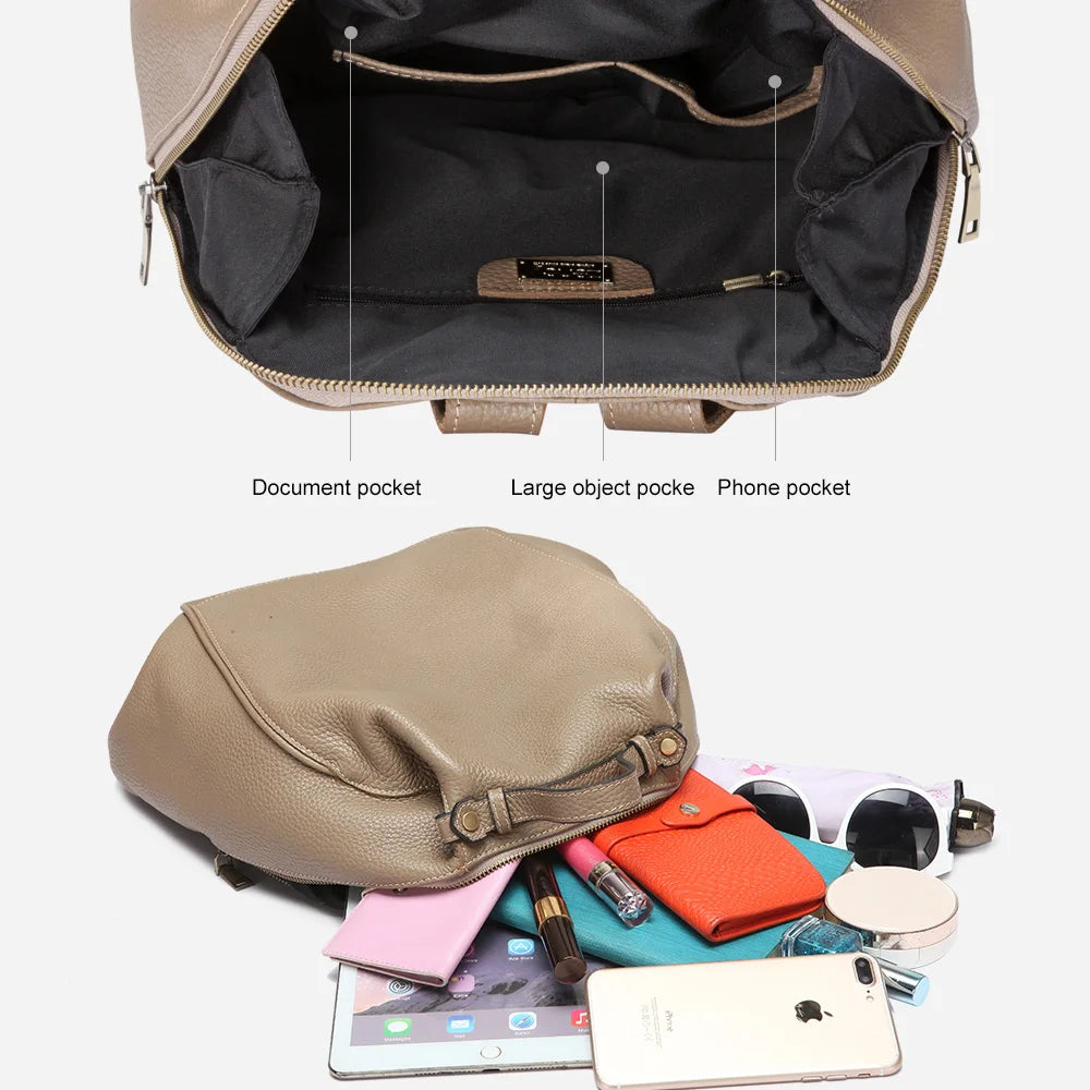 Women Stylish Classic Backpack  Genuine Leather Knapsack Satchel Purse