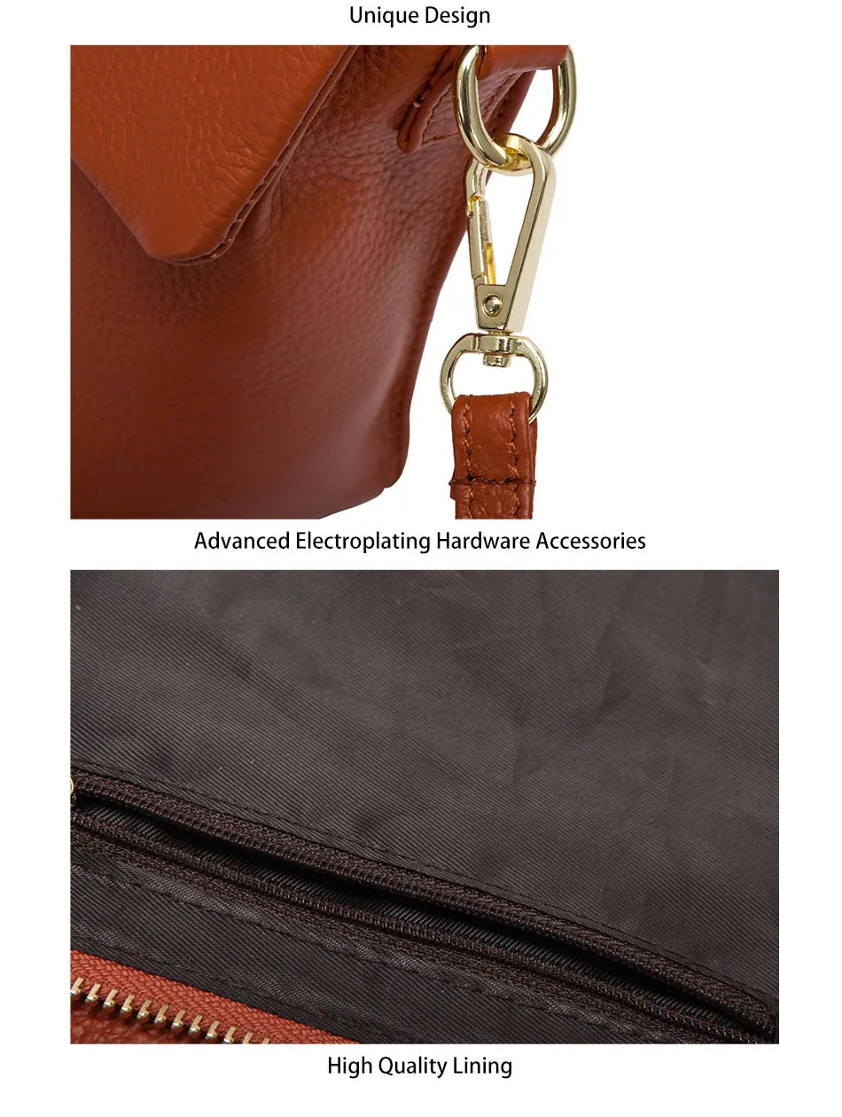 100% Genuine Leather Fashion Women Messenger Bag Practical Phone Purse