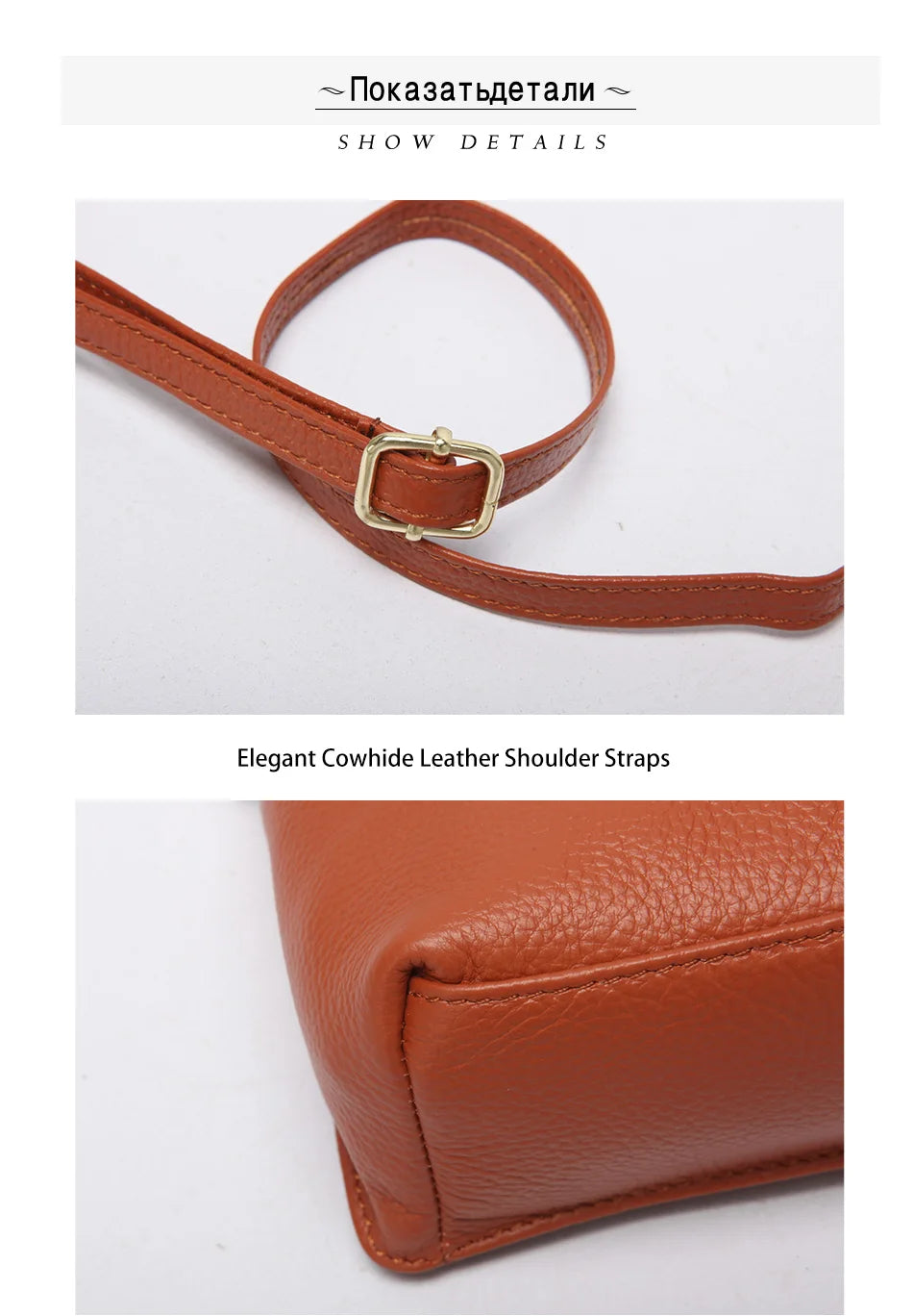 100% Genuine Leather Fashion Women Messenger Bag Practical Phone Purse