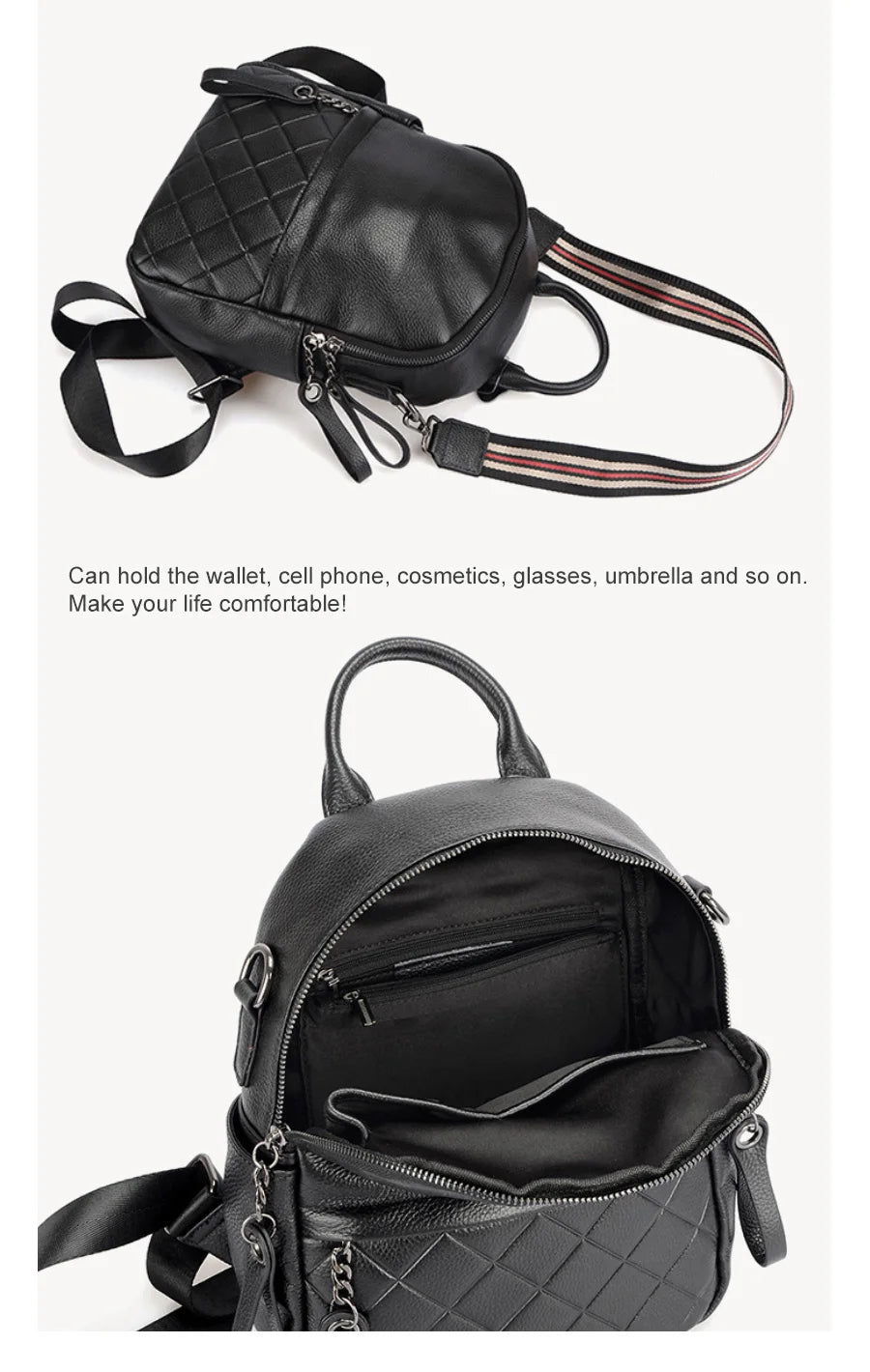 100% Genuine Leather Fashion Women Backpack Knapsack Casual