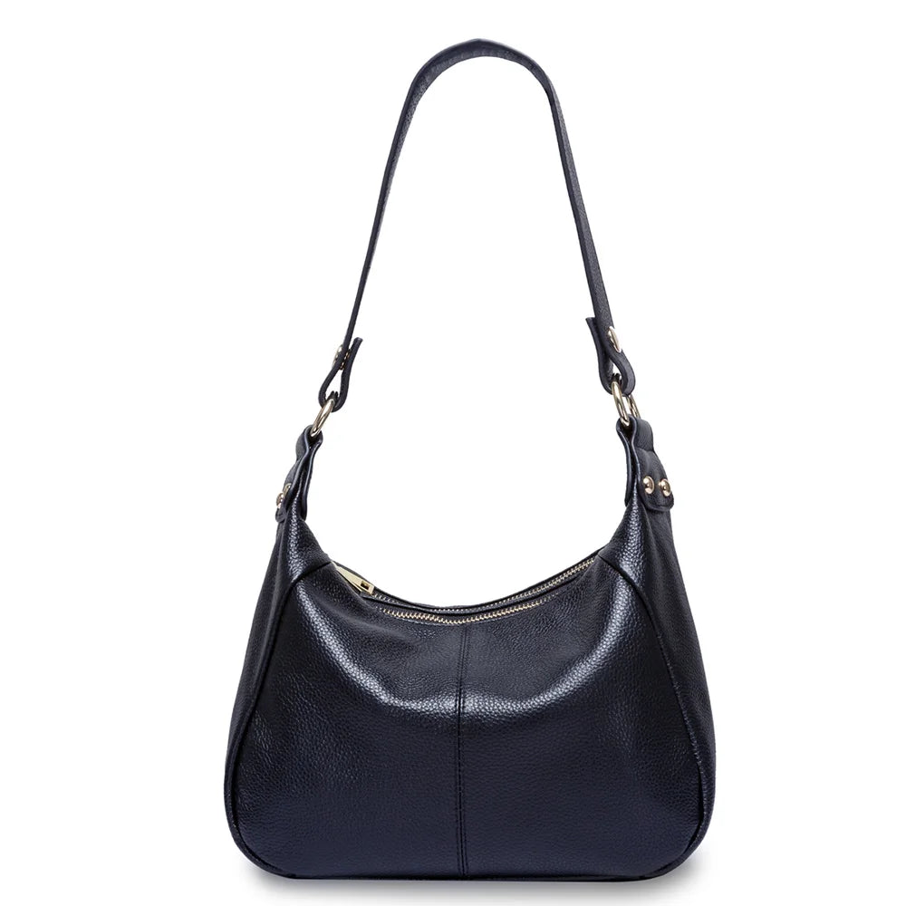 100% Genuine Leather Classic Black Women Shoulder Bag Fashion Crossbody Messenger Purse